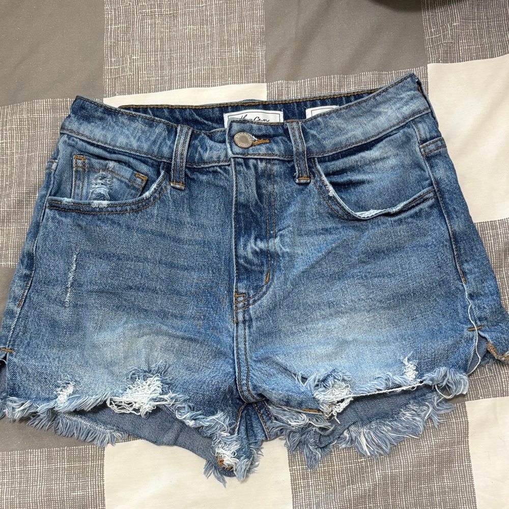 Kan Can Blue Jean Shorts Distressed High-Waisted